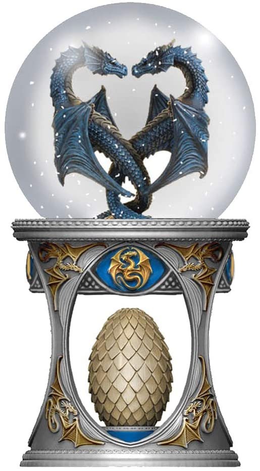 Artist Collections~ Anne Stoke Dragon Heart Snow Globe Shaker, Polyresin, Gold, 18.5cm