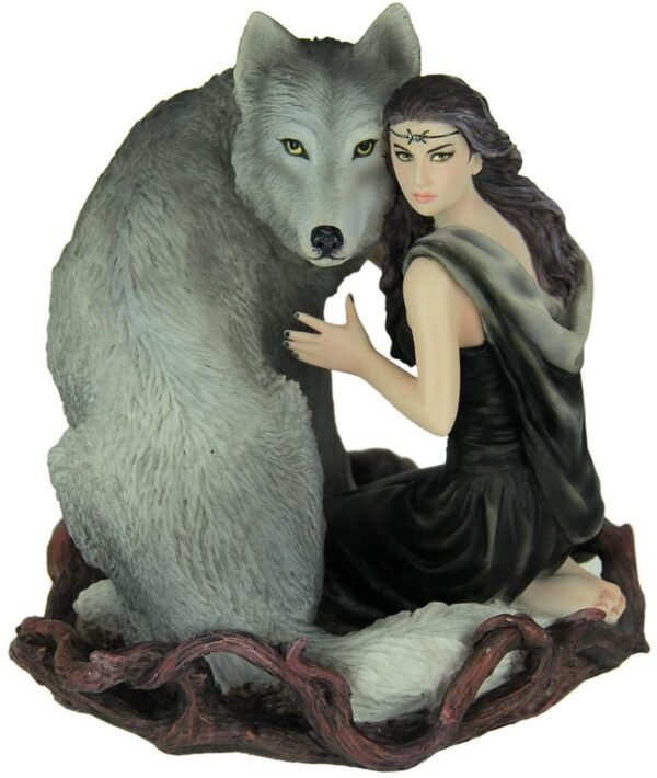 Magic  Collection~Resin Statues Anne Stokes Soul Bond Hand Painted Statue 5 X 5.75 X 5 Inches Gray