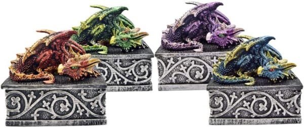 Fantasy Collection~ Dragon Safehold 8.4cm Set of 4, Boxes, Resin, Multi-Coloured