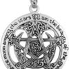 Sterling Silver Extra Large Cut Out Moon Pentacle Pendant; 1.25 Inch Diameter