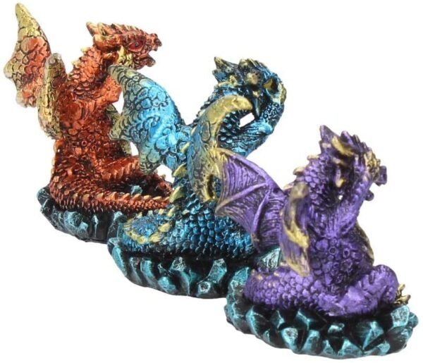 Fantasy Collection~ Three Wise Dragons Figurine 13cm Metallic Multi-coloured