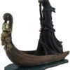 Magicun  Collection~Resin Statues Charon Ferryman Of The Dead Propelling Boat Statue W/Led Lantern 10 X 10 X 4 Inches Black