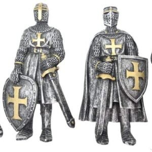 Mythology Collection~ Set of Four Silver and Gold Medieval Knight Fridge Magnets, 8.7cm