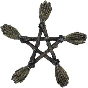 Wiccan Collection~B1866F6 Broomstick Wall Plaque 19cm Brown, Polyresin, One Size