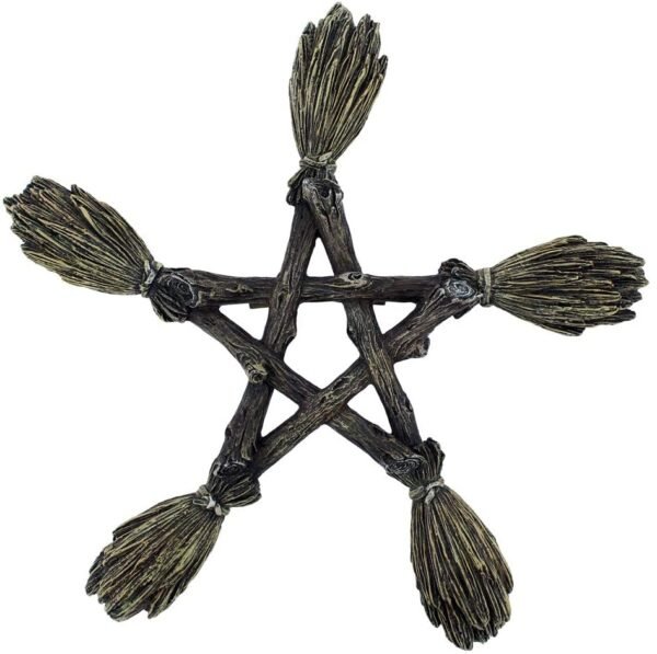 Wiccan Collection~B1866F6 Broomstick Wall Plaque 19cm Brown, Polyresin, One Size