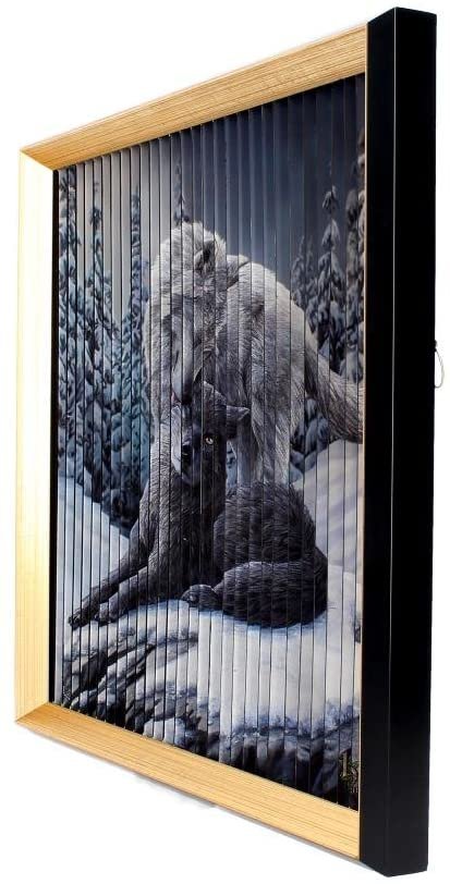 Artist Collections~ Lisa Parker Wolves Kinetic Picture 43cm, PVC Board, PS Frame, Paper, Black