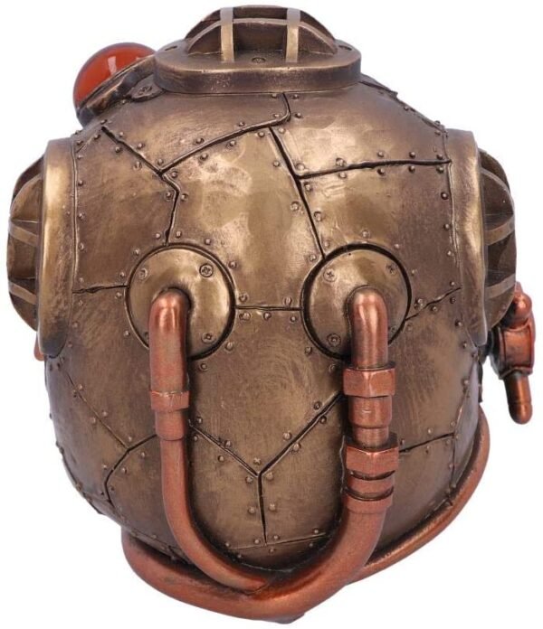 Magicun N.Giftware~Steampunk Under Pressure Modified Skull Ornament, Polyresin, Bronze, 14.8cm