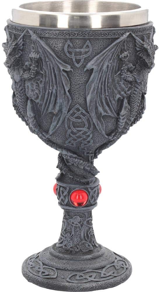 Nemesis Now U2888H7 Dragon's Blood Goblet 19cm, Resin w/stainless steel insert, Black, One Size