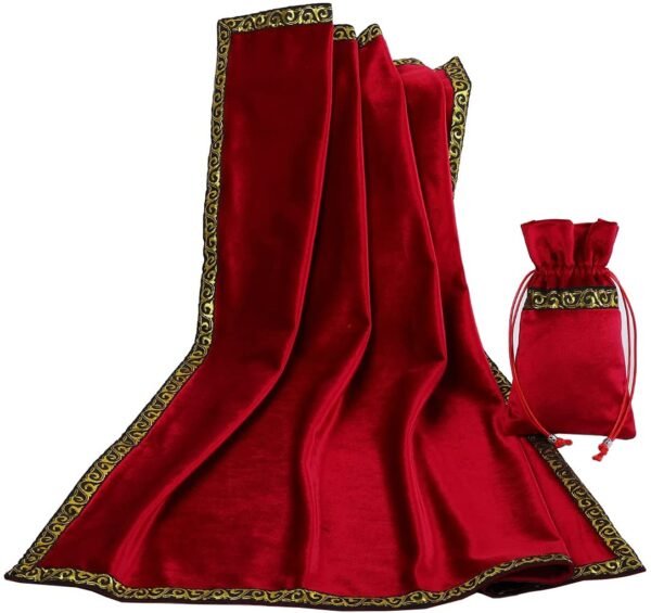 Altar Tarot Table Cloth Divination Wicca Velvet Cloth with Tarot Pouch Purple