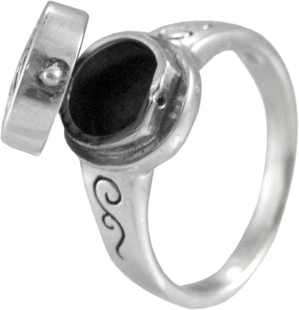 Sterling Silver Crescent Moon Pentacle Pentagram Poison Locket Ring (Size 5-12)
