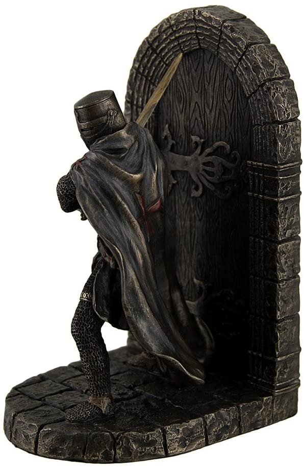 Magic  Collection~Maltese Crusader in Armor Guarding Door Holding Sword Decorative Bookend