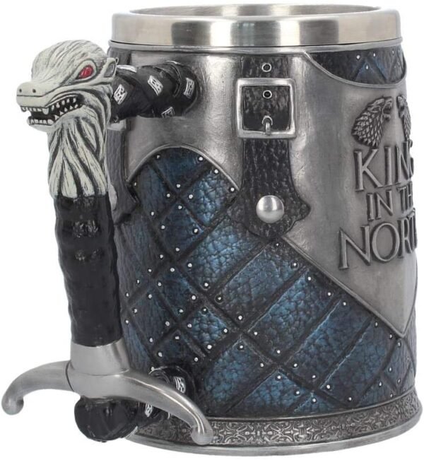 Magicun N.Giftware~B4158M8 King in The North Tankard Game of Thrones Mug 14cm Blue, Resin w/Stainless Steel Insert