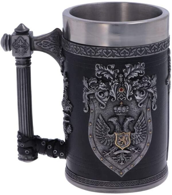 Magicun N.Giftware~Double Headed Eagle Crest Empire Tankard Mug, Black and Silver, 16cm