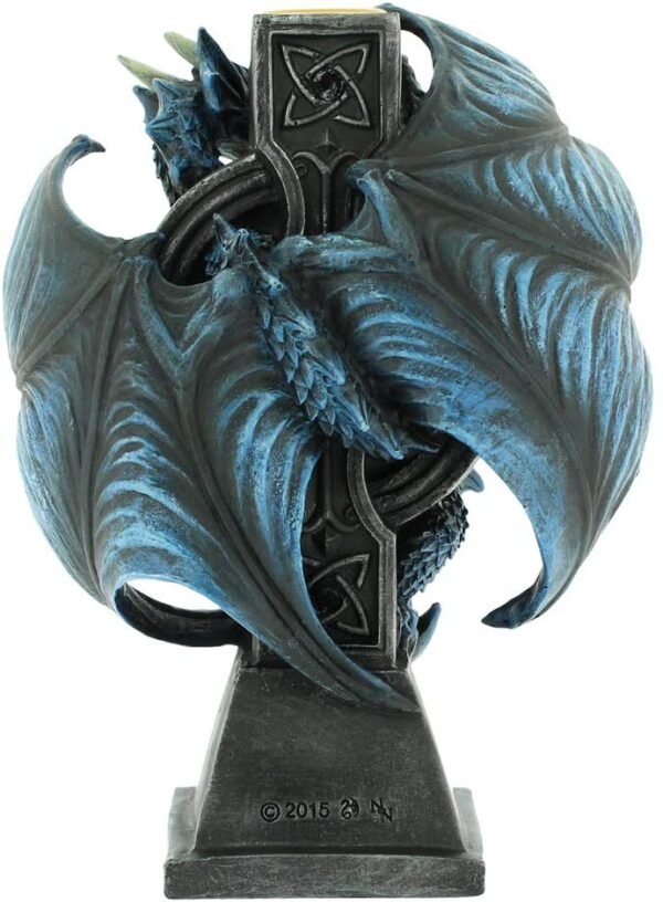 Artist Collections~ Draco Candela Anne Stokes 18cm Candle Holder, Resin, Blue