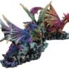 Fantasy Collection~ Rock Protectors Set of Three Dragon Figurines 8.5cm Multi-Coloured, Resin
