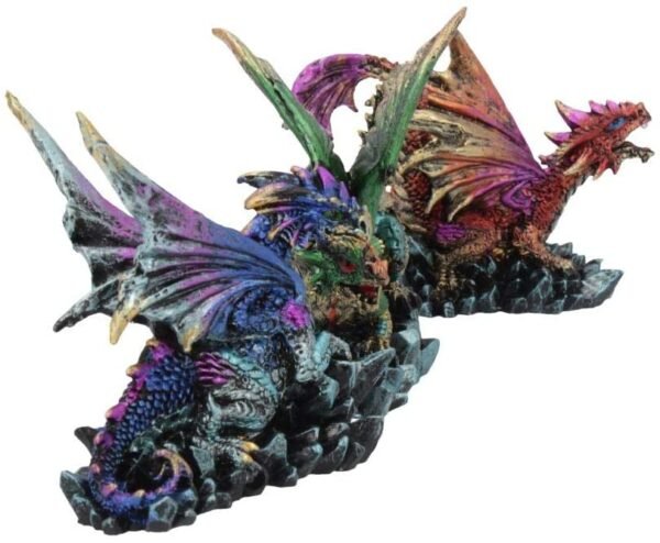 Fantasy Collection~ Rock Protectors Set of Three Dragon Figurines 8.5cm Multi-Coloured, Resin