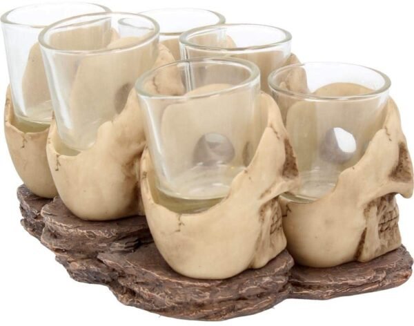 Dark Collection~Six Shooter Skulls (Set of Six) Shot Glasses 14cm Ivory