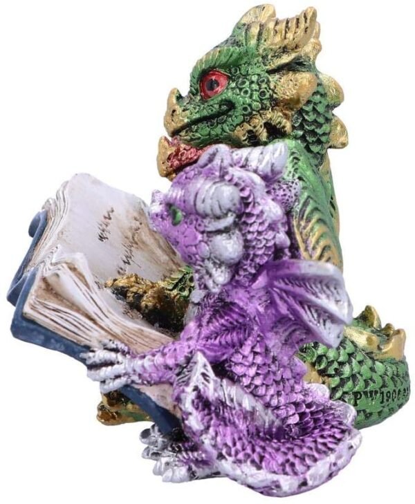 Fantasy Collection~ U5026R0 Tales of Fire Reading Book Dragon Figurine, Polyresin, Multi-Coloured, One Size