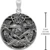 Sterling Silver Moon Pentacle Pentagram Pendant; 1 Inch Diameter
