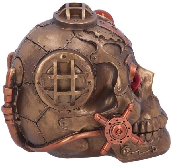 Steampunk Collection~D5064R0 Steampunk Under Pressure Modified Skull Ornament, Polyresin, Bronze, 14.8cm