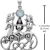 Sterling Silver Celtic Rhiannon Horse Goddess Pendant with Natural Rainbow Moonstone