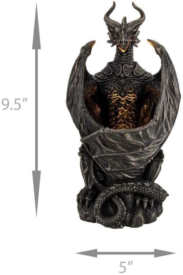 Magic  Collection~Resin Statues Guardian Of The Light Armored Dragon Led Night Light Statue 10 Inch 5 X 9.5 X 4.25 Inches Bronze