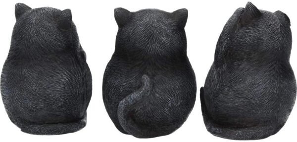 Animal Collection~ Three Wise Fat Cats 8.5cm Figurine, Resin, Black