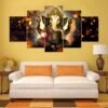 Magic  Collection~LiftGather 5pcs / set waterproof canvas painting elephant trunk God Ganesha HD print home wall hanging art prints modular pictures(40"W x 20"H, Framed)