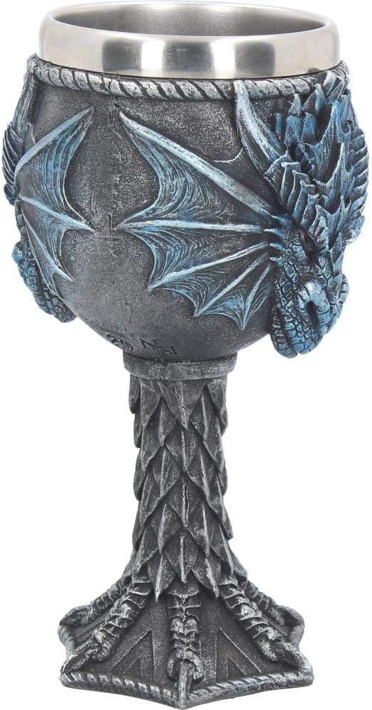 Artist Collections~ Dragon Lore Chalice Anne Stokes Goblet 17.2cm Blue, Resin w/stainless steel insert, One Size