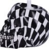 Dark Collection~Black and White Chequered Skull Toilet Brush Holder 16cm, Polyresin, One Size
