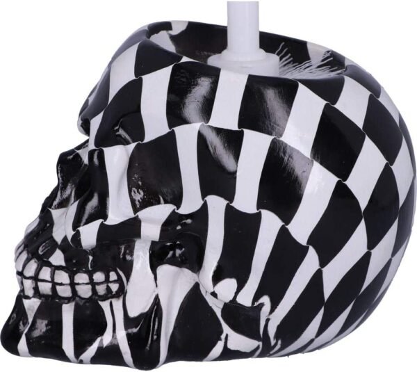 Dark Collection~Black and White Chequered Skull Toilet Brush Holder 16cm, Polyresin, One Size