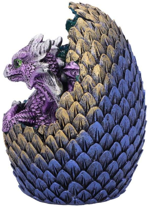 Fantasy Collection~ U5001R0 Purple Geode Home Glittering Hatchling and Egg Figurine, Polyresin, One Size