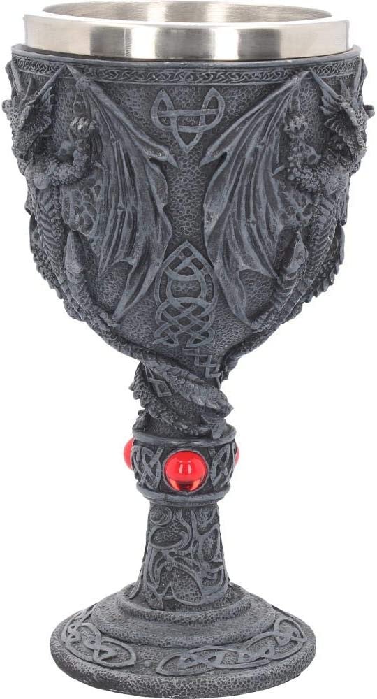 Nemesis Now U2888H7 Dragon's Blood Goblet 19cm, Resin w/stainless steel insert, Black, One Size