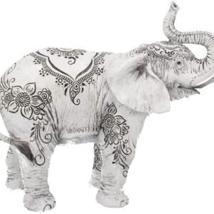 Magicun N.Giftware~Henna Elephant Figurine 22cm White