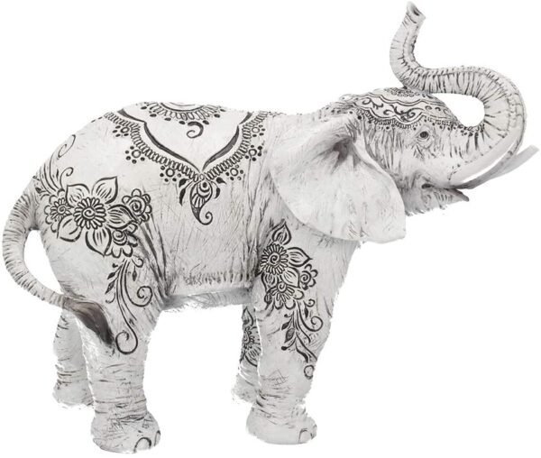 Magicun N.Giftware~Henna Elephant Figurine 22cm White