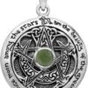 Sterling Silver Moldavite Moon Goddess Pentacle Pendant