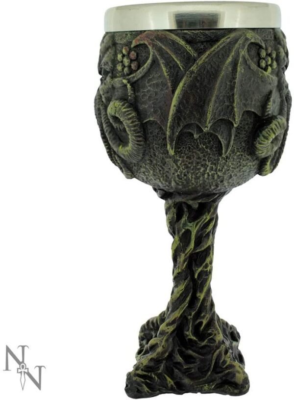 Magicun N.Giftware~Cthulhu's Thirst Goblet 21cm Green, Resin w/stainless steel insert, 17cm