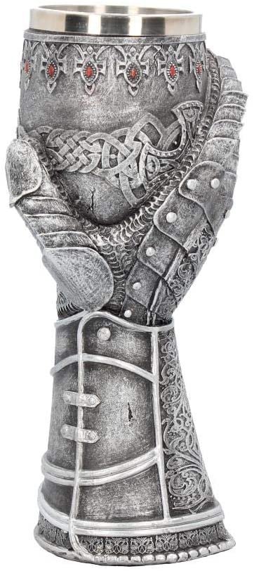 Mythology Collection~ B1179D5 Gauntlet Goblet 23cm Grey, Resin w/Stainless Steel Insert