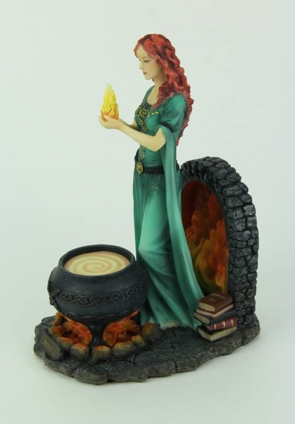 Magicun  Collection~Resin Statues Brigid Goddess Of Hearth & Home Standing Holding Sacred Flame Statue 7 X 9.5 X 5.5