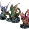 Fantasy Collection~ Rock Protectors Set of Three Dragon Figurines 8.5cm Multi-Coloured, Resin