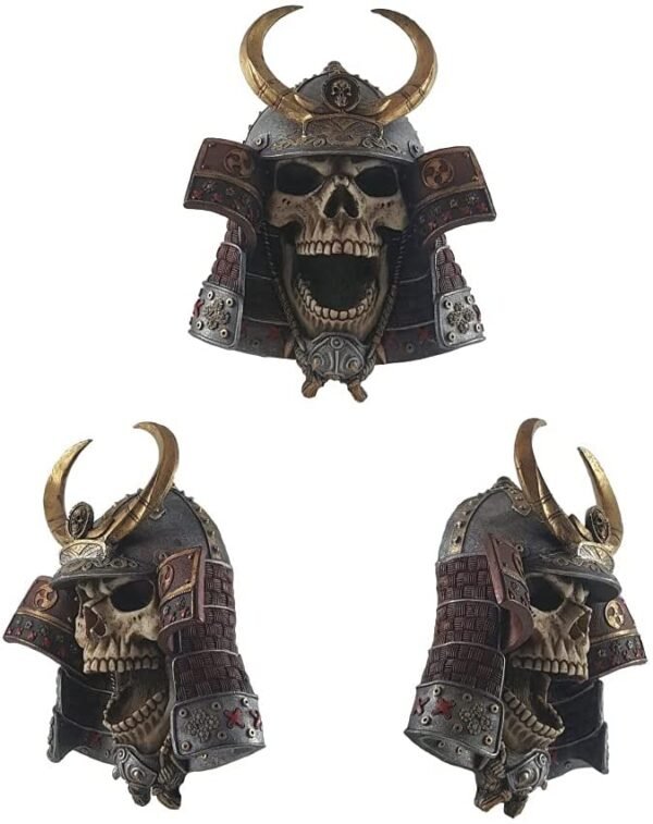 Dark Collection~Kabuto Skull 26.6cm Wall Plaque, Resin, Ivory, One Size