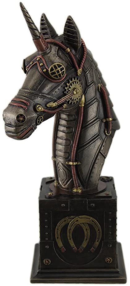 Magic  Collection~Steampunk Unicorn Bust Antique Bronze Finish Statue