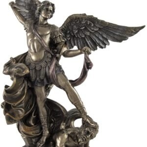 Magic  Collection~Bronzed St. Michael Defeating Lucifer Statue 10 in.