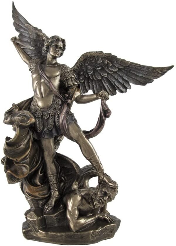 Magic  Collection~Bronzed St. Michael Defeating Lucifer Statue 10 in.