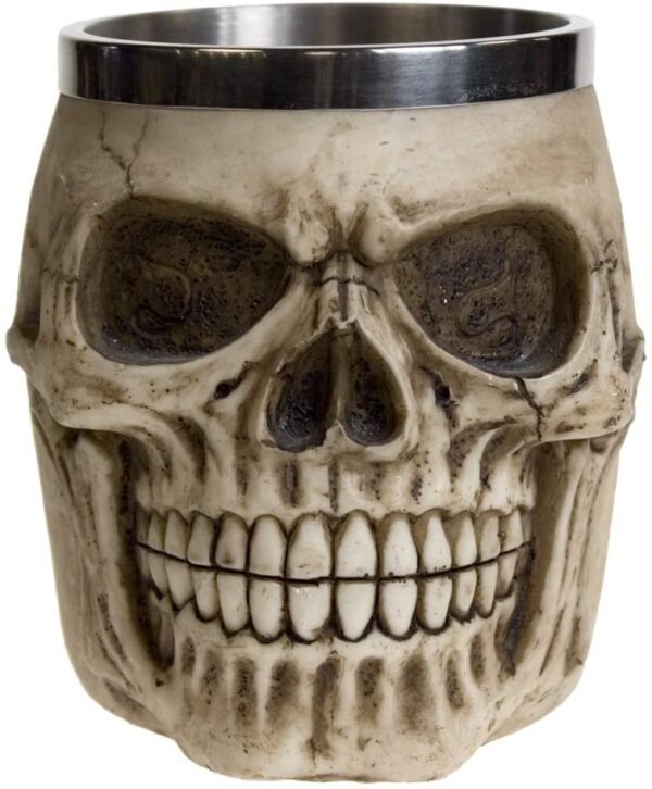 Dark Collection~NEM3933 Grinning Skull Tankard Mug 14cm Ivory