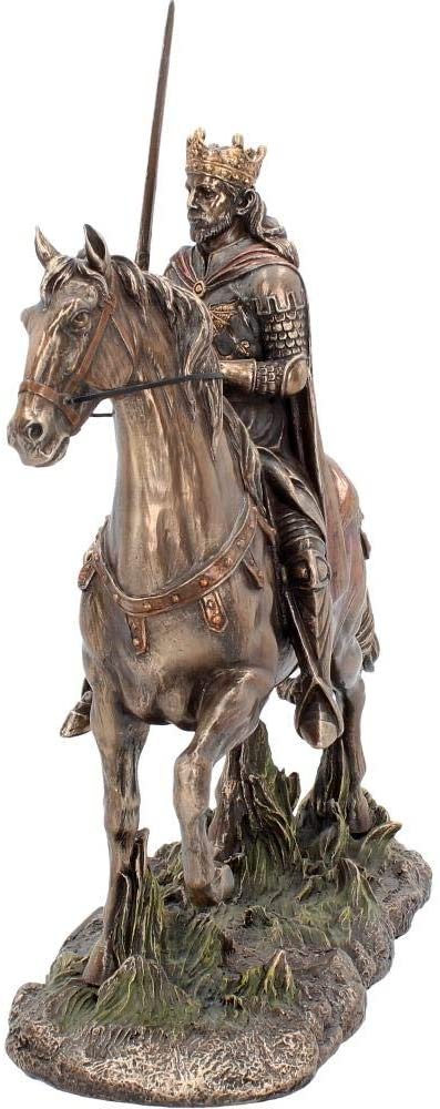 Mythology Collection~ Cold Cast Bronze King Arthur Knight and Horse Figurine 30 Centimeter