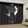 Magic Creature Curtains,Soundproof Blackout Curtains for Bedroom Living Room Window Drapes Panel Set,Black Cat Pointy Witch Hat Line Art