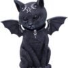 Dark Collection~B5149R0 Malpuss Winged Occult Cat Figurine, Polyresin, Black and Silver, 10cm