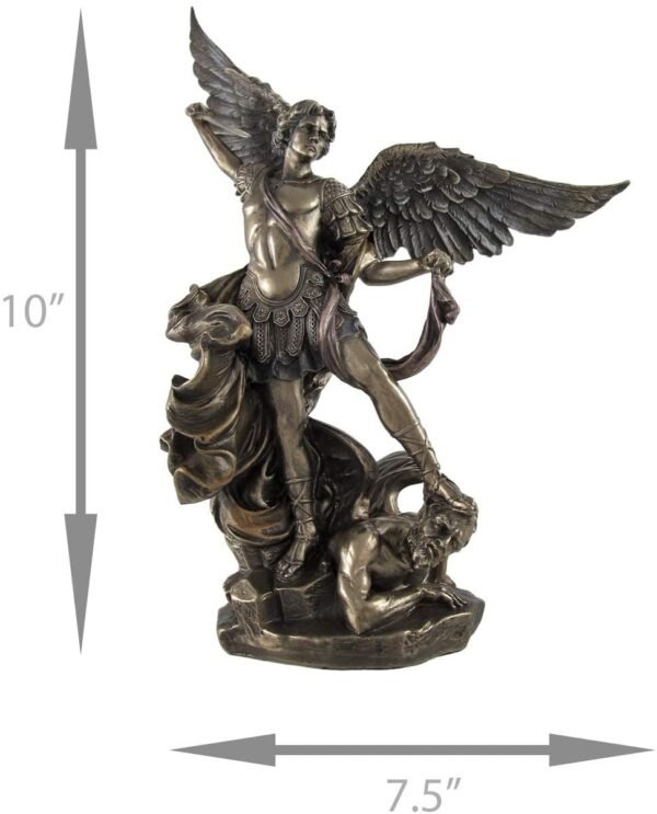 Magic  Collection~Bronzed St. Michael Defeating Lucifer Statue 10 in.