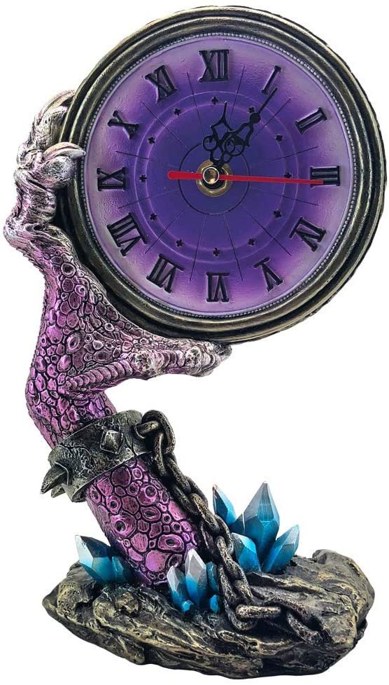 Fantasy Collection~ Slave to Time Dragon Claw Clock, Polyresin, Purple, One Size
